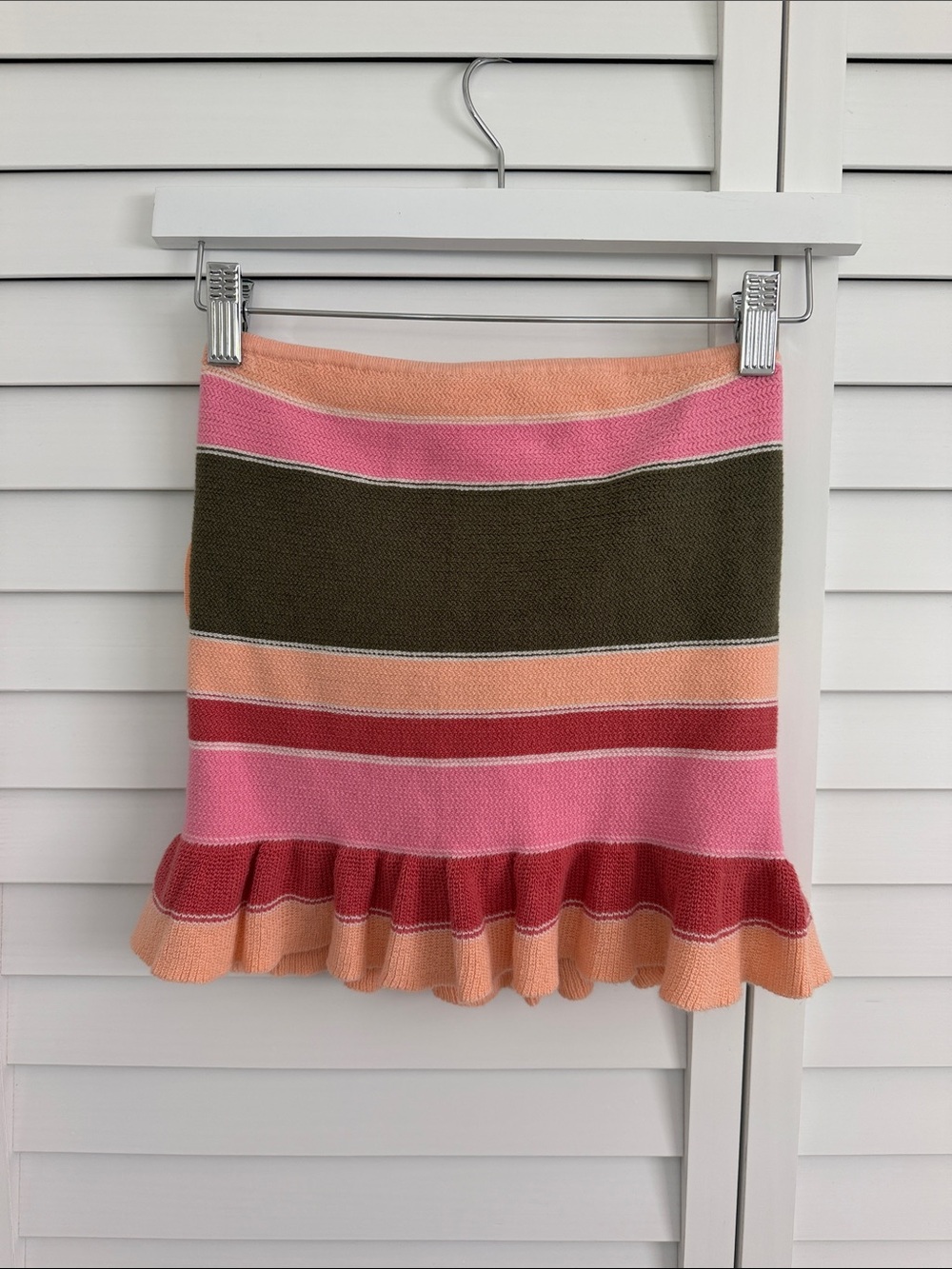 Striped Ruffle knit tube in Pink and Peach